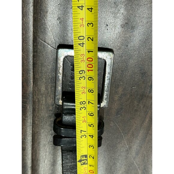 Italian Leather Belt Black Silver Sz Large Adjustable Single Prong Buckle Retro - Picture 5 of 8